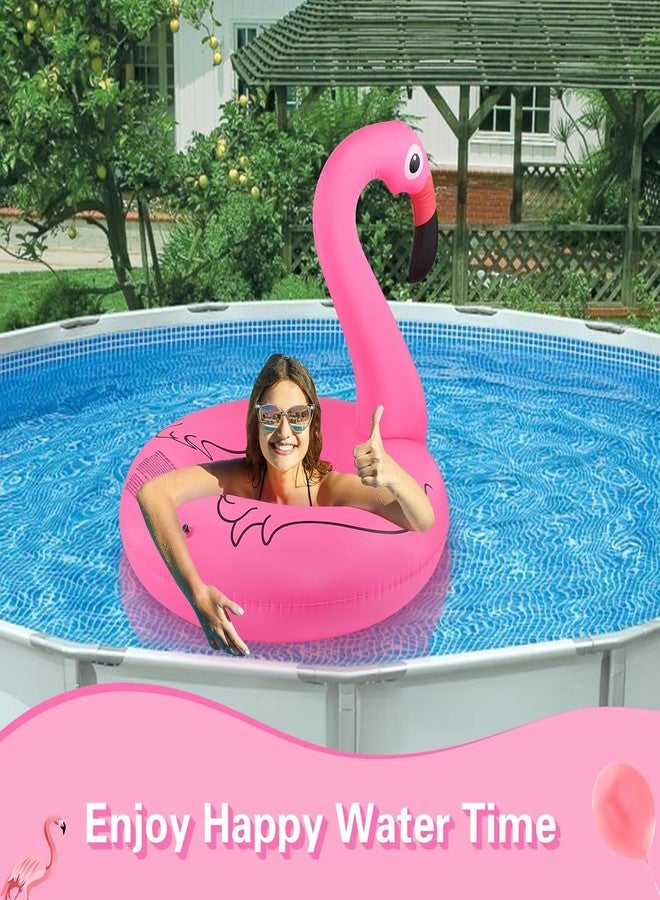 PRETOX Flamingo Inflatable Pool Floats, Pool Tubes Swim Ring Pink Pool Float, 42'' Large Pool Float, Pool Inner Tube Beach Floats for Adults, Blow Up Floaties Water Floaties Pool Raft Lounger Lake - Image 3